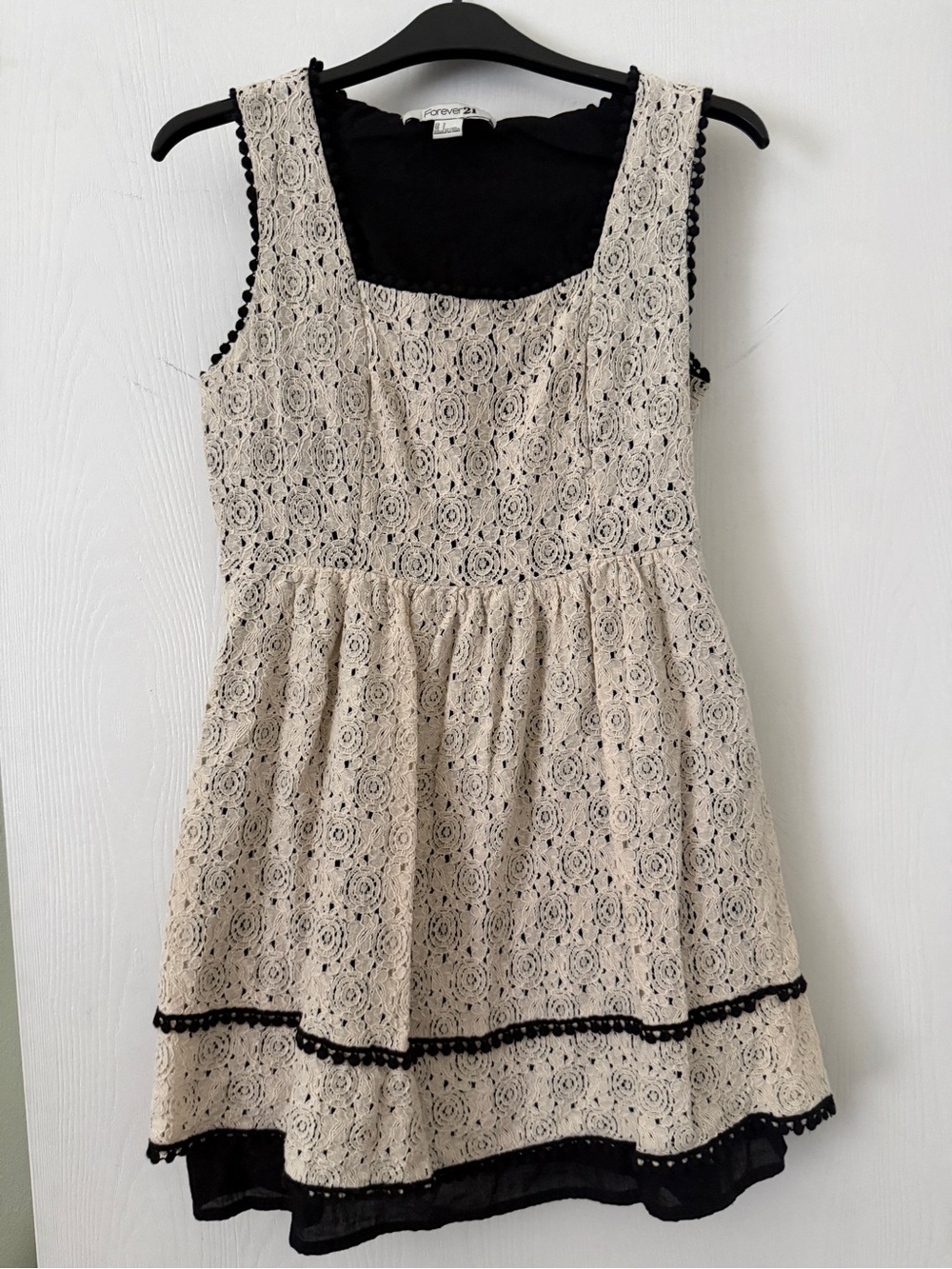 🌻5/$16🌻Girls Lace Overlay Sleeveless Dress with Black Trim - Picture 1 of 4
